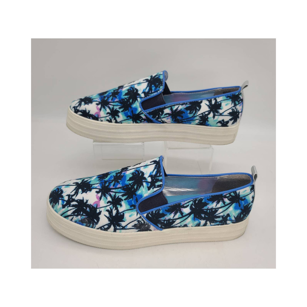 Juicy Couture Nicky Blue Palm Tree Platform Slip-On Sneakers Size 8 1/2 M - Picture 2 of 8